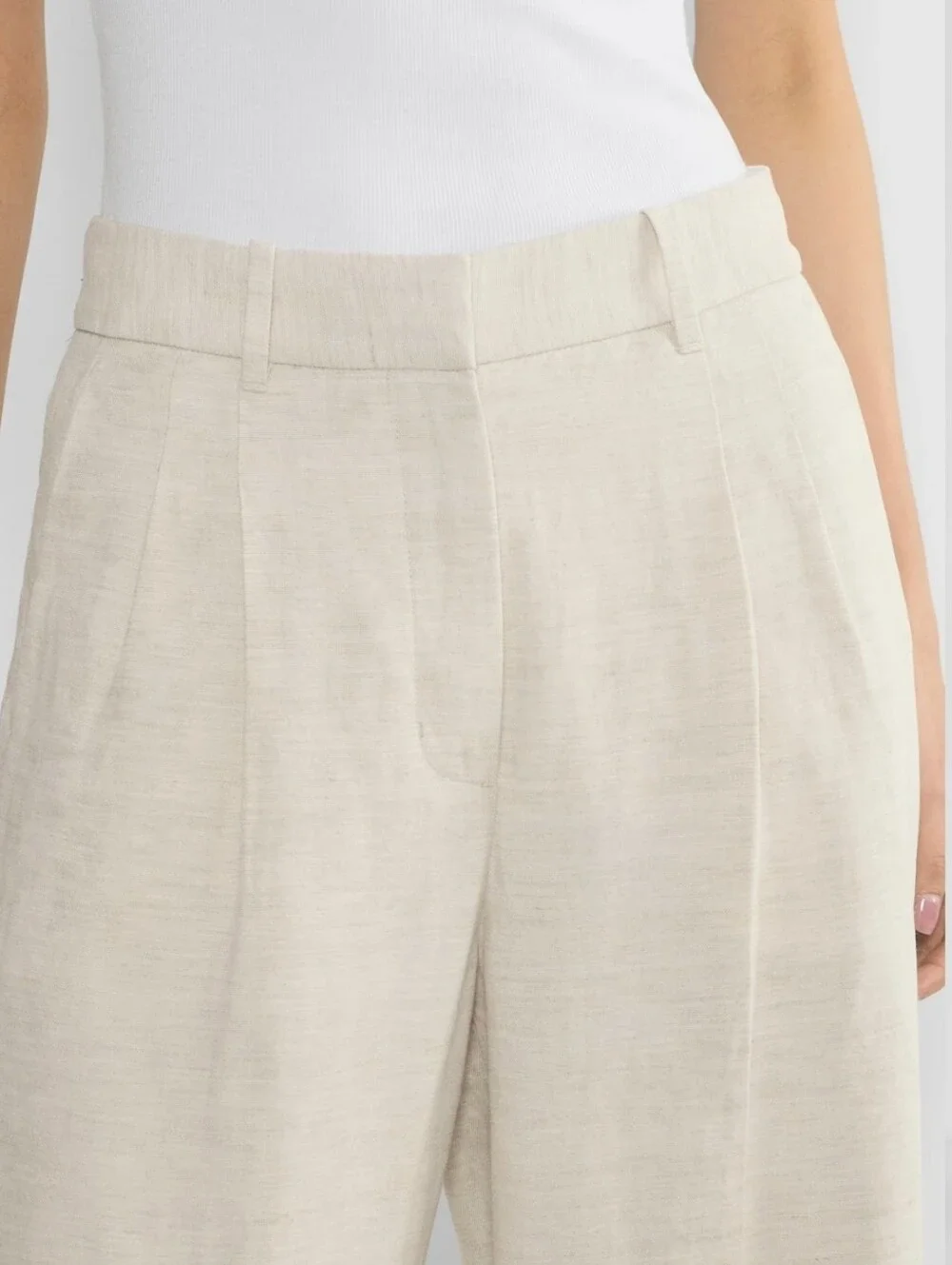 ARITZIA WILFRED THE EFFORTLESS PANT CROPPED ECRU CRUISE LINEN SIZE 2